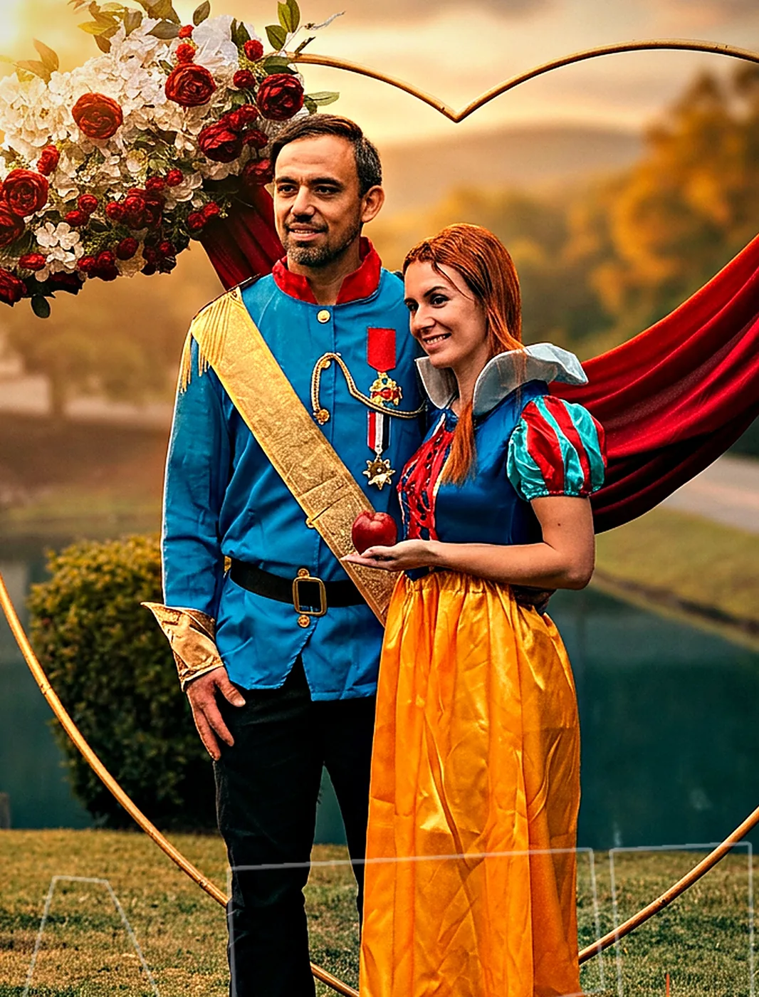 Casal fantasiado de príncipe e princesa